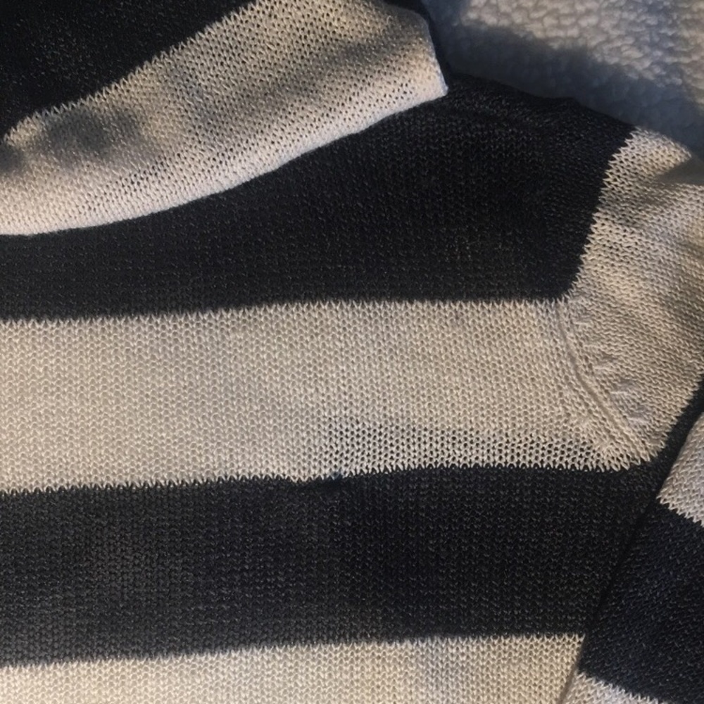 hoodie striped white/navy blue cardigan - Picture 3 of 4